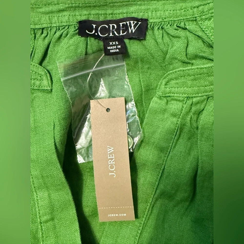 J. Crew Womens Petra Mini Linen Dress NWT XXS Kelly Green